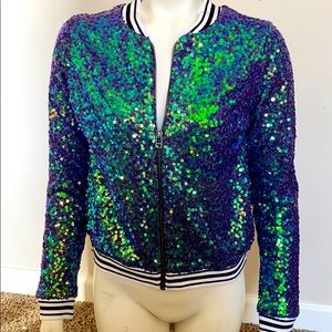 Mermaid Sequin Zip Up Jacket